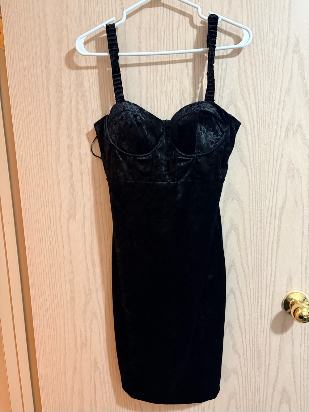 GUESS Gianna Black Velour Bustier Bodycon Mini Dress